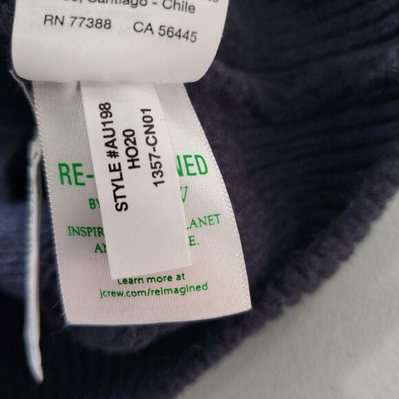 J Crew Sweater Men Extra Large Navy Blue Fisherman Textured Knit Cotton Crewneck - Picture 7 of 9